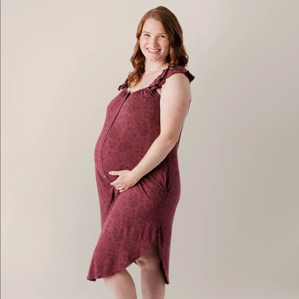 Ruffle Strap Labor & Delivery Gown